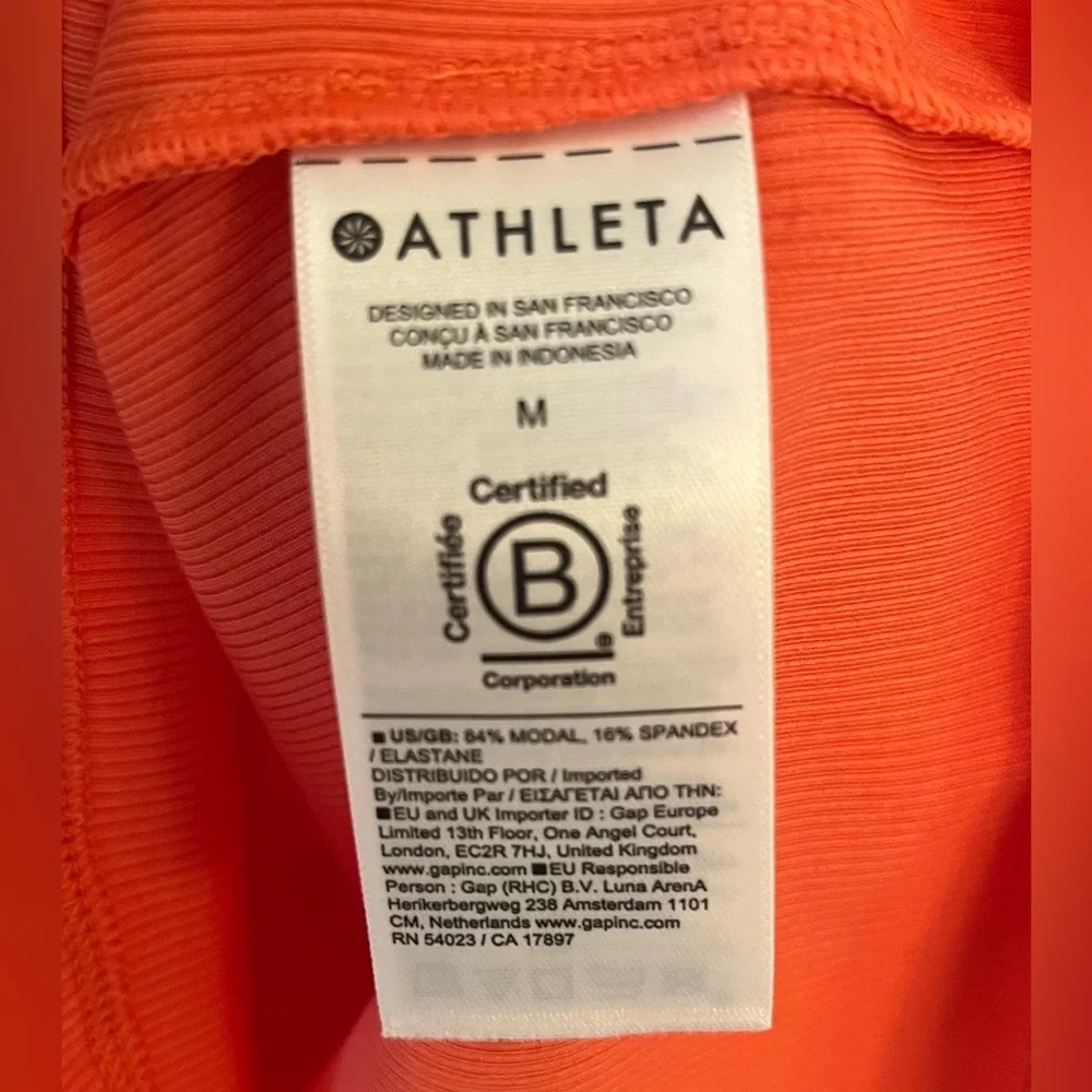 NWOT Athleta Signature Rib Crop Tee | Orange Haze | Size Medium - Picture 8 of 9